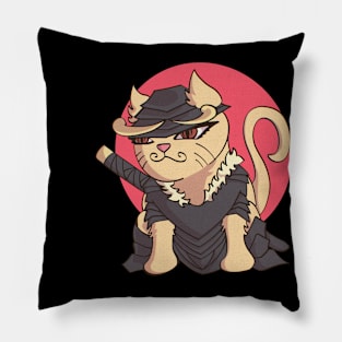 Japanese Cat Samurai Pillow