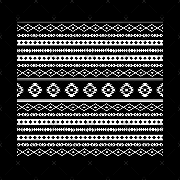 Aztec White on Black Mixed Motifs Pattern by NataliePaskell