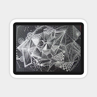 Geometric Pattern Silver on Black Magnet