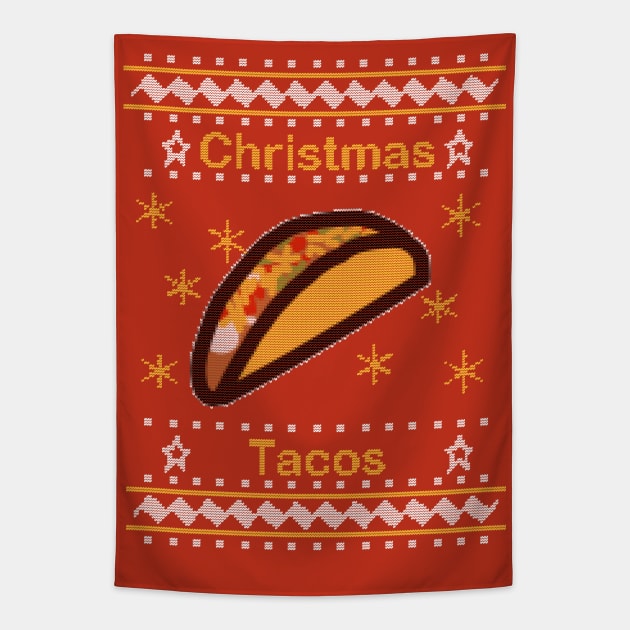 Tacos Ugly Christmas Sweaters Food Design Tapestry by ellenhenryart