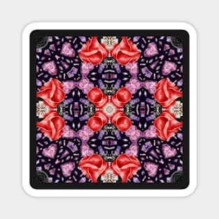 Crystal Hearts and Flowers Valentines Kaleidoscope pattern (Seamless) 39 Magnet