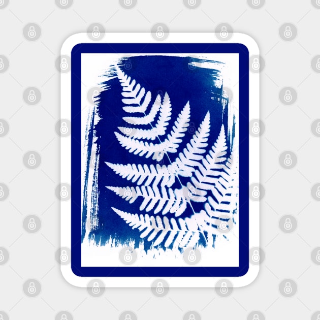 cyanotype fern Magnet by Indigoego