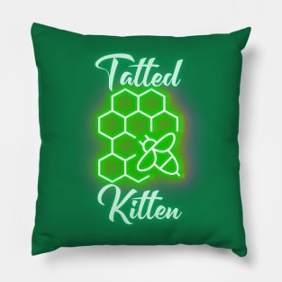 Tatted Kitten Green Pillow