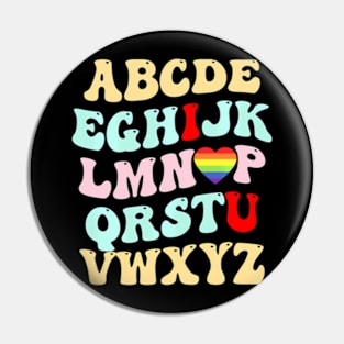 Alphabet ABC LGBT Heart Pin