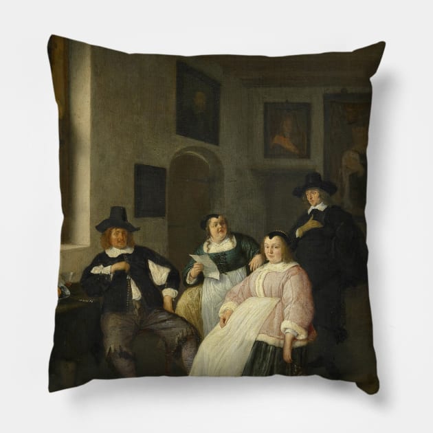 The De Goyer Family and the Painter by Adriaen van Ostade Pillow by Classic Art Stall