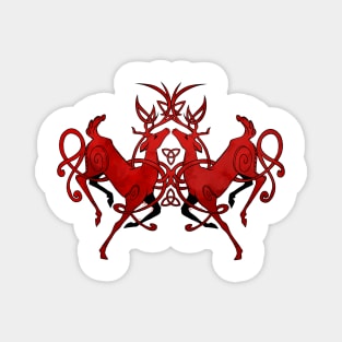 Red Knotwork Deer Magnet