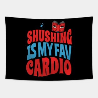 Funny Librarian Shushing Cardio Tapestry