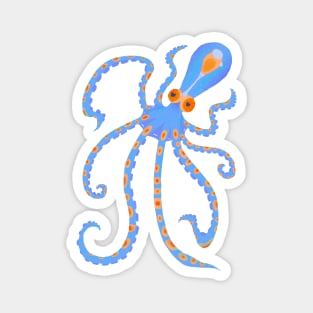 Tiny Blue and Orange Deep Sea Ocean Octopus Magnet