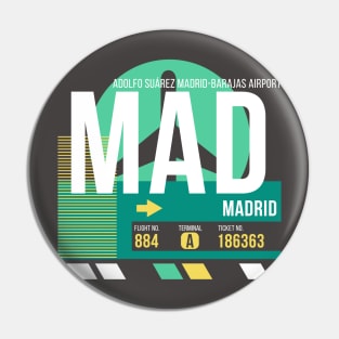 Madrid (MAD) Airport // Retro Sunset Baggage Tag Pin