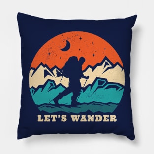 Let's Wander // Retro Sunset Outdoor Adventure Pillow