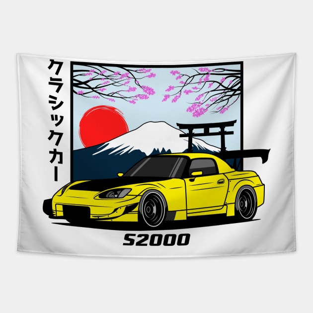 Yellow S2000 JDM Tapestry by GoldenTuners