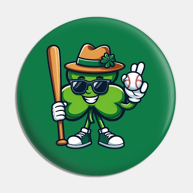 Shamrock Baseball Funny St Patricks Day Boys Kids Pin by HBart