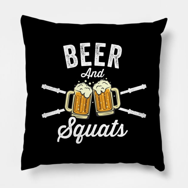 Beer & Squats  - Funny Gym Design Pillow by Cult WolfSpirit 