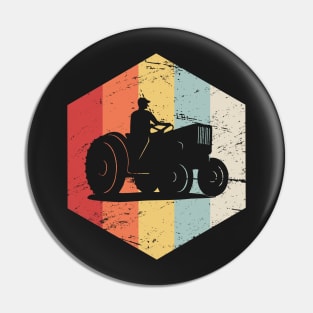 Retro Vintage Farmer Tractor Icon Pin