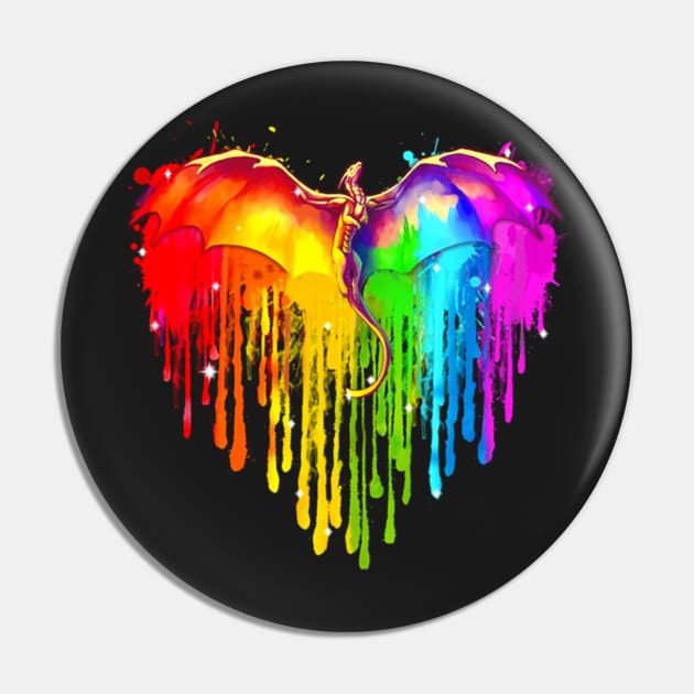 Dragon LGBT Heart Watercolor Pin by ANGELA2-BRYANT