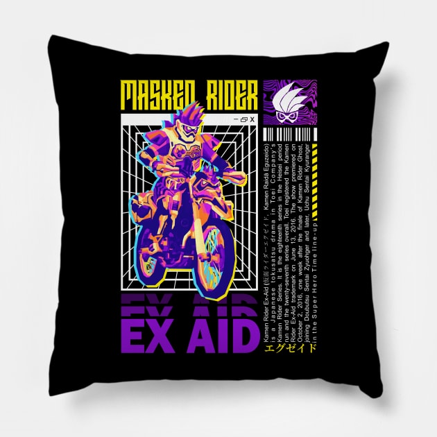 Kamen Rider Ex Aid Streetwear design Pillow by desilutfiaa