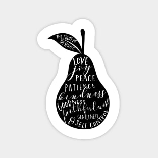 Fruit of the spirit | pear | black and white Magnet