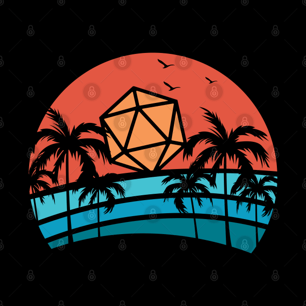 Polyhedral D20 Dice Sunset Tabletop RPG by pixeptional