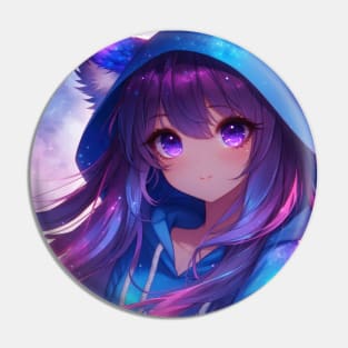 Galaxy Anime Girl Pin