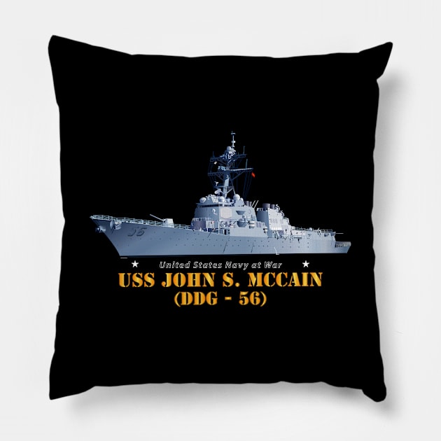 Destroyer - USS John S McCain -  Ship on Top Txt Pillow by twix123844