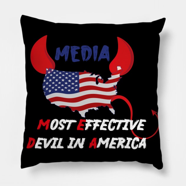 Media Most Effective Devil In America Funny Demon American flag design illustration Pillow by MerchSpot