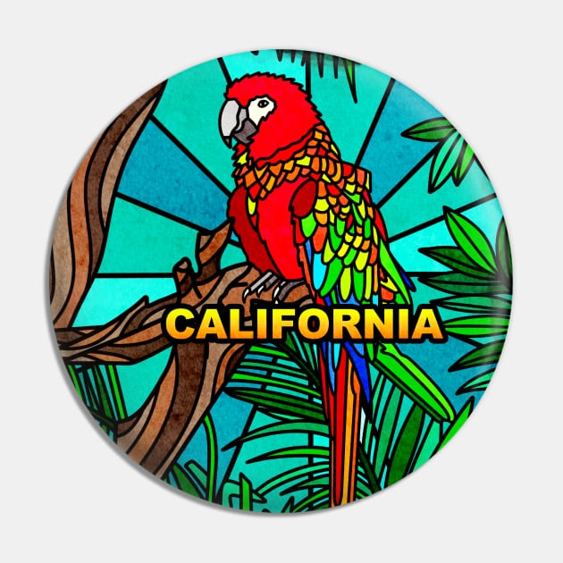 Southern California - Wild Parrots Pin by Kelly Louise Art