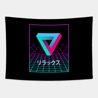 Penrose Triangle Retro Relax Vaporwave Aesthetic Tapestry