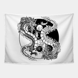 Dragon creature yin yang Tapestry