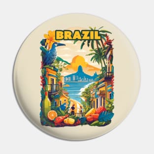 Vintage Travel Brazil Design Pin