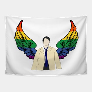 Castiel drawing with rainbow wings Tapestry