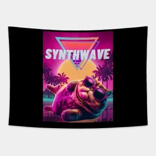 Synthwave cat Tapestry