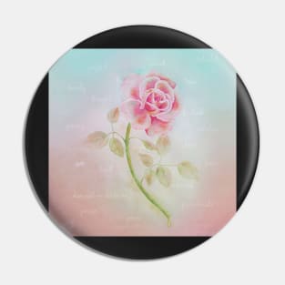 Vintage Pink Rose Graphic Art Design Watercolor Inspirational Shabby Chic Design Pin