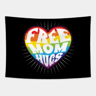 Free Mom Hugs Rainbow Heart Pride LGBT Tapestry