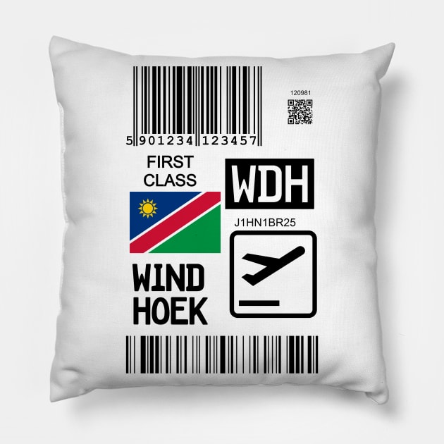 Windhoek Namibia travel ticket Pillow by Travellers