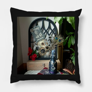 Steampunk trellis and bottle Pillow