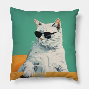 Cool Cat in Sunglasses Pillow