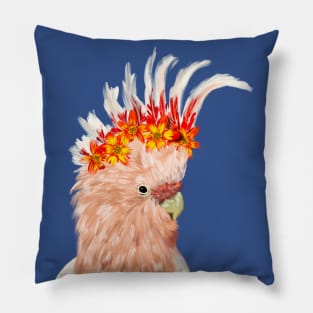 Major Mitchell's Cockatoo + Bidens 'Blazing Fire' Pillow
