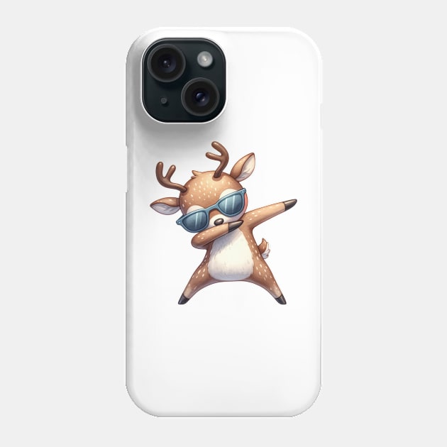 Christmas Reindeer Dabbing Dance Phone Case by Chromatic Fusion Studio