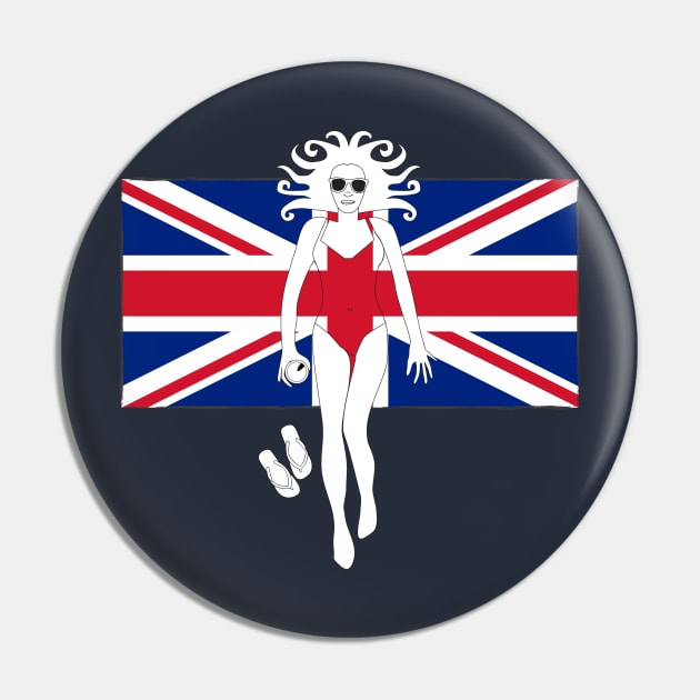 Union Jack Flag girl Pin by atomguy