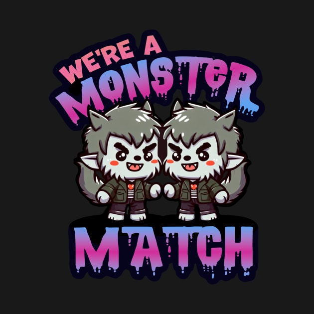 We’re a Monster Match Couples Shirt 2 Werewolves Variant by Shotgaming