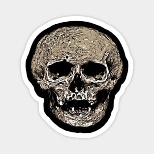 Vile Grungy Cranium Art Illustration In Black and Greige Magnet