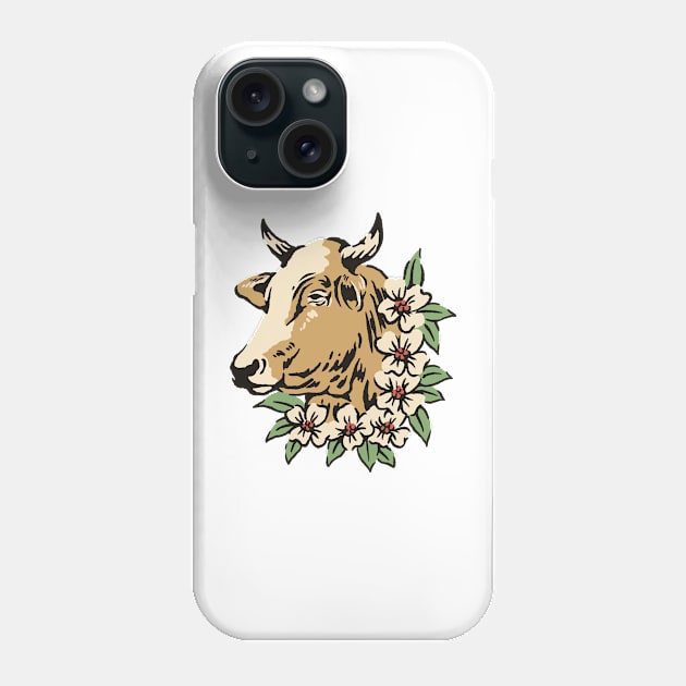 Cow head illustration Phone Case by AlexStudio