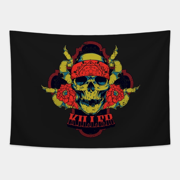 Killer Skull Tapestry by JakeRhodes