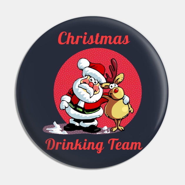 Drinking Christmas Team Cute Cartoon Santa With Deer Gift T-Shirt Pin by klimentina