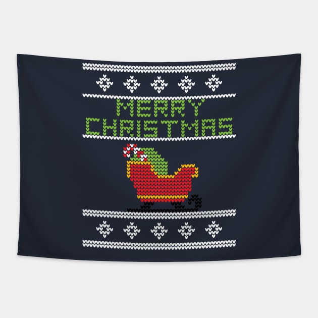 Ugly Christmas Sweater Design Merry Christmas Sleigh Tapestry by lucidghost