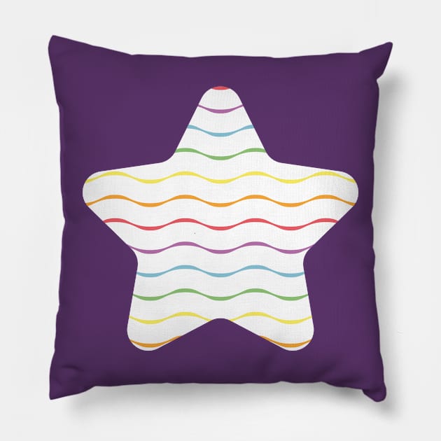 Wavy lines rainbow pattern Pillow by Nikamii