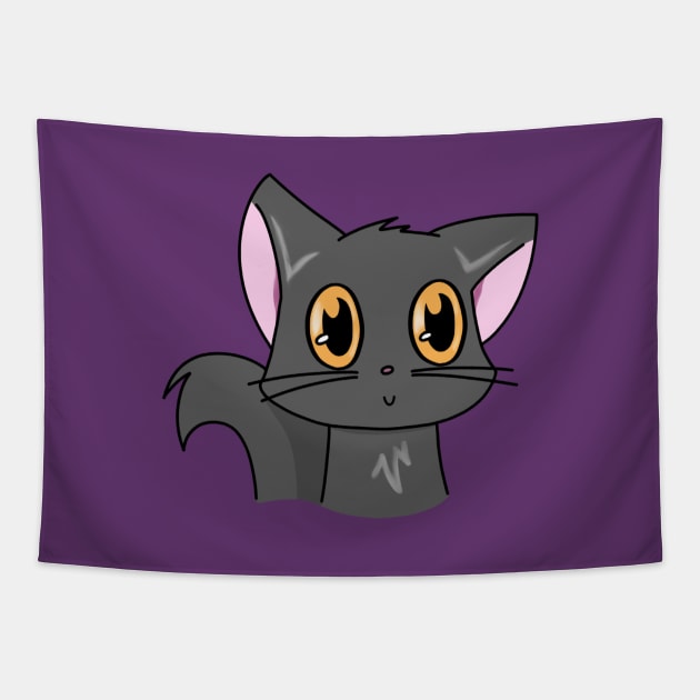 Cute Grey Cat With Orange Eyes Tapestry by Cheesy Pet Designs