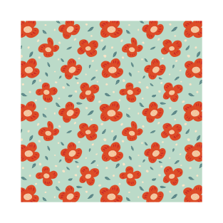 Simple Pretty Orange Flowers Pattern T-Shirt