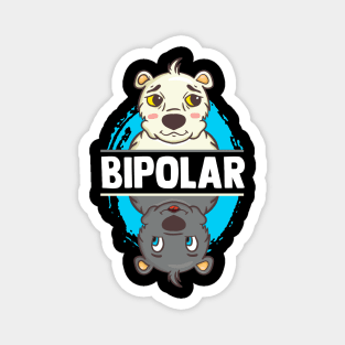 Cute & Funny Bipolar Polar Bear Polarity Pun Magnet