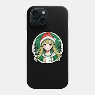 cute anime girl celebrating christmas Phone Case